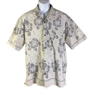 GOTCHA Island Time Men's Short Sleeve Button Down Floral‎ Hawaiian Shirt Large